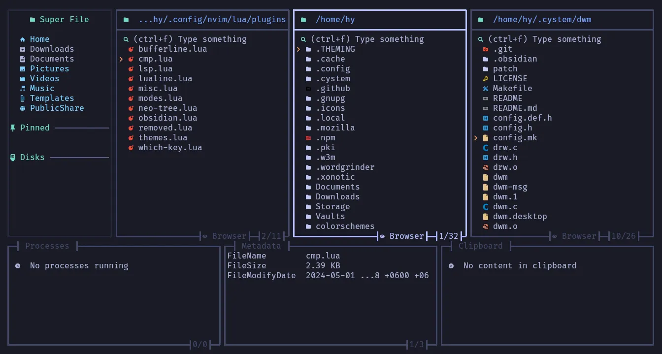 Tokyonight theme preview showing dark blue nighttime color scheme